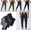 LU Womens LL Pantalon de jogging long pour homme, tenue de yoga, séchage rapide, cordon de serrage, poches de gym, pantalon de survêtement, pantalon décontracté, taille élastique, fitness, loisirs amples