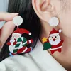 Women Christmas Stud Drop Earrings Fashion Acrylic Red Green Sweater Pant Santa Claus Snowman Elk Xmas Tree Hat Design Charm Earring New Year Holiday Jewelry Gift