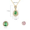 Water Drop Pendant Necklace S925 Silver Set Emerald Necklace European Women Plated 18k Gold Vintage Collar Chain Women Wedding Party Valentine's Day Gift Jewelry SPC