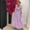 Abiti da festa Arrivo Abito da ballo a trapezio 2023 Tulle Pieghe con fiocco Gonna lunga arricciata Viola Sweetheart senza maniche Custom Made