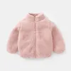 Vestes Couleur unie mode décontracté gilet pour enfants automne hiver chaud épaissir peluche à manches longues veste manteaux enfants vêtements 1-6 ans