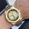 Relógio masculino de luxo 41mm mostrador dourado com pulseira de aço inoxidável relógio mecânico automático relógio de safira vidro à prova d'água relógio king dhagtes Montre De Luxe