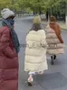 Parkas pour femmes coréen épais solide longue veste femme col rabattu manteau en vrac à manches longues 2023 hiver femme fermeture éclair chaud décontracté vêtements chauds J231109