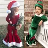 Kids kläder pojkar flickor julkläder sätter 2023 jul två bitar lång ärmskjorta och bagageutrymme med hatt 3st childern gåva