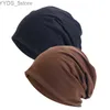 Beanie/Skull Caps 2 teile/los Frauen Männer Unisex Gestrickte Beanie Hut Herbst Winter Elastische Casual Einfarbig Slouchy Hut Kappe Chemo Kappe YQ231108