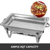 Dinnerware Sets 8 QT Chafing Dish Buffet Set 4 Packs Stainless Steel Foldable Rectangular Chafer Full Size W/Water Pan Fuel Holder