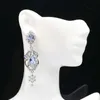 Bengelen oorbellen kroonluchter 63x16 mm jubileum lang gemaakt violet tanzaniet blauw aquamarine cz voor zuster sieraden zilver