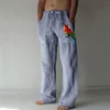 Pantaloni da uomo Casual da uomo Uccello Pappagallo Stampa Hawaii Estate Cotone Lino Vita quotidiana Pantaloni con coulisse Streetwear Bottoms Lounge