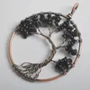 Pendant Necklaces Lucky Handmade Tree Of Life Black Obsidian Bronze Copper Wire Wrap Jewelry For Woman Gift S1291