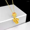 Hängen Pure 18k Gold Antique Goldfish Pendant For Women inte Fade Wedding 999 Color Trendy Charms Smyckeshalsband kedja