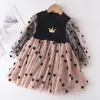 Girl's Dresses Bear Leader Lace Baby Girls Dress Long Sleeve Dresses Summer Weddings Kids Birthday Party Princess Dress Children Tulle Vestidos 230408