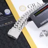 Mode smycken 26mm bred isad VVS Moissanite med GRA -certifikat Solid Sier Link Chain Cuban Armband