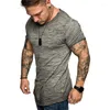 Men's T Shirts Men Gray Blue T-Shirt 2023 Summer Running Quick Drying Fitness Short Sleeve Shirt Casual Gradient