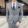 Erkekler Suits Blazers S-7XL Blazer Yelek Pantolon Üst düzey Marka Ekose Retro İş Takımı Damat Düğün Partisi İnce Takım Moda İngiliz Tarzı Performans 231109