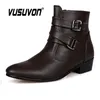 Stövlar Vusuvon Fashion Men Spring Autumn Point Toe Höjd Öka Chelsea Ankle Boots Western High Top Casual Shoe Pu Leather 231108