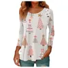 Women's T Shirts Christmas Fashion Casual Long Sleeve Printing Round Neck Pullover Top Tree Pattern Party Clothing