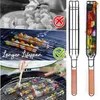 Herramientas 2 uds Kabob BBQ cesta para asar hierro Metal antiadherente fiesta barbacoa parrilla malla pinchos accesorios de cocina