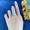 Klusterringar 925 Sterling Silver White Zircon Finger Ring Water Drop Shaped Spark Cz Sweet For Women Birthday Present Fine Smycken