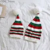 Suefunskry Bonnet tricoté de Noël pour l'hiver chaud à rayures pour temps froid avec pompon pour enfants et adultes YQ231108