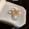 Orecchini a cerchio coreano dolce zircone fiocco rotondo perla goccia per le donne francese leggero temperamento di lusso semplice gioielli pendientes