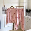 Women's Sleepwear 2023 Women Pyjamas Sets Autumn Winter Warm Flannel Strawberry Coral Long Sleeve Girls Casual Fleece Pajamas Homewear