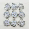 Pendant Necklaces Fashion Natural Gem Stone Hollowed Pentagram Opal Plating Silver Necklace Jewelry Making Accessories 12pc