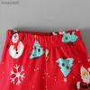 Pyjamas dessin animé noël père noël enfant garçons filles vêtements ensemble bébé à manches longues pyjamas t-shirts hauts + pantalons 2 pièces vêtements de maison vêtements de nuit L231109