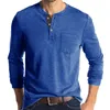 Men's T Shirts Cotton Tees For Men Layering Spring And Autumn Button Round Neck Solid Color Shirt Casual Summer