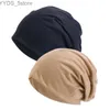 Beanie/Skull Caps 2 teile/los Frauen Männer Unisex Gestrickte Beanie Hut Herbst Winter Elastische Casual Einfarbig Slouchy Hut Kappe Chemo Kappe YQ231108