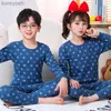 Pigiami per bambini Pigiami Set di abbigliamento invernale per ragazze dei ragazzi Tops + Pants 2PCS Sleepwear Cartoon Cat Cotton Kids PyjamasL231109