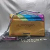 Kvällspåsar xxl kurt g London Rainbow crossbody väskor för kvinnor kensington kedjor väska högkvalitativ kvinna axelväska örn huvudväskor j231109