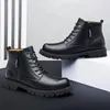 Bottes hommes mode cheville en cuir véritable classique haut de gamme chaussures hommes noir Punk hommes extérieur fermeture éclair latérale