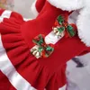 Dog Apparel Christmas Dress Red Costume Pet Dog Bow Tie Skirt Cotton Clothes for Bulldog Chihuahua York 231109