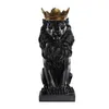 Obiekty dekoracyjne figurki nowoczesne statua zwierząt żywicy Złota Crown Black Lion Figurine for Home Decoration Akcesoria do salonu Dekor Home Decor 231109