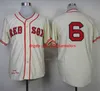 Baseballtröjor Vintage 9 Ted Williams 1939 8 Carl Yastrzemski 1967 Johnny Pesky 1946 White Cream Pullover Butto