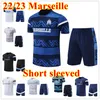 2023 New style Marseilles trascksuits soccer Jersey Men Training Suit Top 22/23 Olympique de MarseilleS Survetement Maillot Foot Short sleeves Sportswear sets