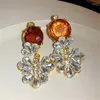 dangle earrings luxury Sparkingファッションクリスタルフラワーステートメントパーティー女性の宝石卸売