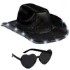 Berets Western Cowboy Hat Eyeglass pour Bridal Shower Cowgirl Cosplay Costume Costume Female Headwear Night Club Party Stage