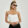 Canotte da donna Ritaglio di fiori Bretella Halter Caisole Woen Suer Senza maniche in pizzo Tri Bustier a taglio basso Crop Top Street Casual Vest