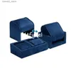 Jewelry Boxes Quality Blue PU Jewelry Display Stand Wrist Storage Box Portable Chain Bracelet Holder Wedding Packaging Case Q231109