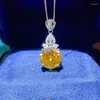 Chaînes Fidélité Jaune 5CT Moissanite Pendentif Collier De Luxe Brillant Cut 925 Argent Mariée Fiançailles De Mariage Haute Joaillerie Cadeau