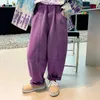 Pantaloni Pantaloni da ragazza Primavera e autunno 2023 Moda viola per bambini Casual poco larghi