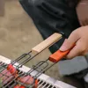 Outils Creative Mini Grill Manche en bois Net Portable Barbecue Fruits de mer et cage à légumes