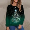 Damenpullover Herbst Winter Weihnachtsbäume Druckpullover Lässiges T-Shirt T-Shirt Langarm Rundkragen Pullover Tops 231109