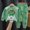 Pajamas 2023 New Kids Boys Girls Pajama Sets Cartoon Print Long Sleeve Cute T-Shirt Tops with Pants Toddler Baby Autumn Sleeping ClothesL231108