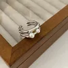 Pierścienia para Naturalne podwójne pierścienie perłowe geometryczna biżuteria Przywracanie starożytnych sposobów Pierścienie stadnina pierścienia przyjaźni Pierścienie Piecze Pierścienie dla kobiet Arenaceous Lace Pierścień 01