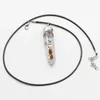 Pendentif Colliers Naturel Argent Plaqué 7 Couleur Blanc Cristal Pilier En Cuir Corde Collier De Mode Reiki Charms DIY Bijoux En Gros 1pc