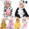 Pyjama 2022 Winter Nieuwe Geboren Babykleertjes Ropa Bebe Vos Koe Pyjama Jongen Rompertjes Kinderen Panda Kostuum voor Meisje baby Jumpsuit 3 9 12 MonthL231109