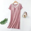 Women's Sleepwear Spring And Summer Modal Thin Short Sleeved Pajamas Dresses Bra Fress Lace Design Home Night Dress For Women