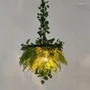 Pendant Lamps Music Restaurant Green Plant Leaves Light Tavern Shop Banquet Hall Net Red Simulation Decoration Chandelier